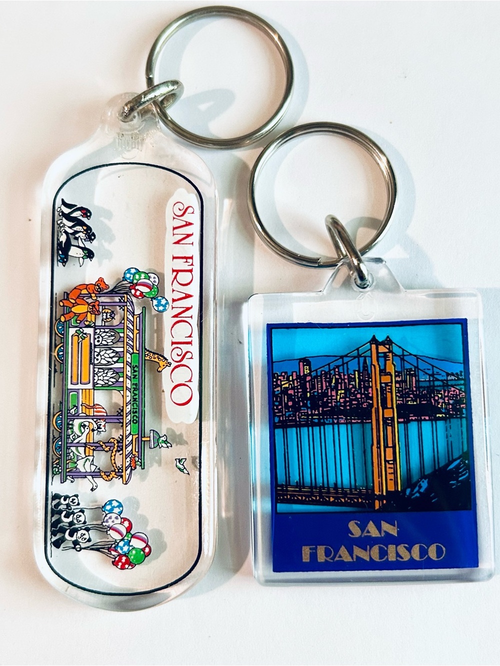 Vintage San Francisco Souvenir Keychain Set - Golden Gate & Cable Car